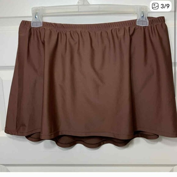 Penningtons Swim Skirt Brown Size 20 Built in Panties A line Stretch Nylon - Picture 1 of 2